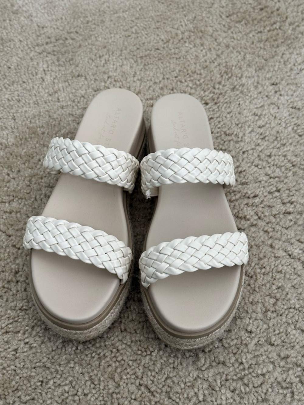 Altar'd State Kryztal Braided Double-Strap Platform Sandals in Bone Size 9 EUC
